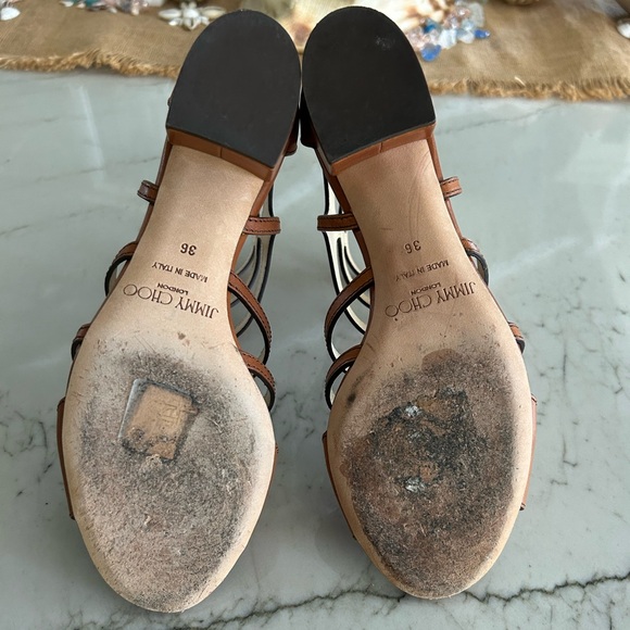 Jimmy Choo Brown Ren Sandals - Picture 8 of 11